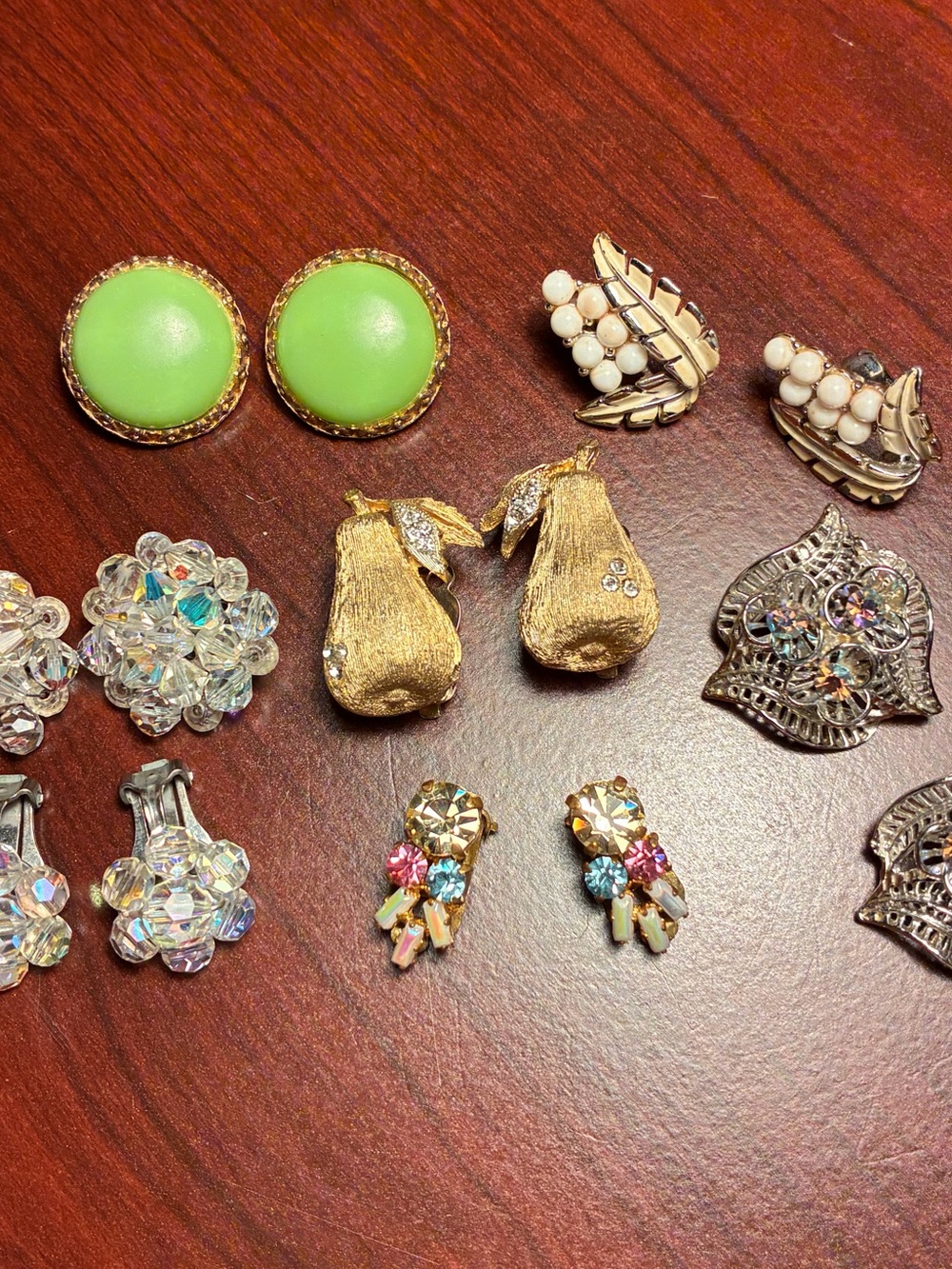 Vintage Clip-On Earrings, Lot of Seven Pair
